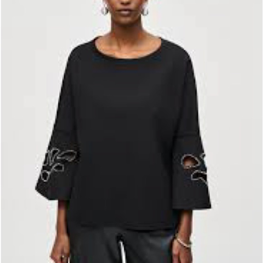Joseph Ribkoff Black Top with Embellished Sleeves
